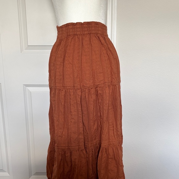 Universal Thread Small Burnt Orange embroidered Maxi Skirt tiered - Picture 2 of 6